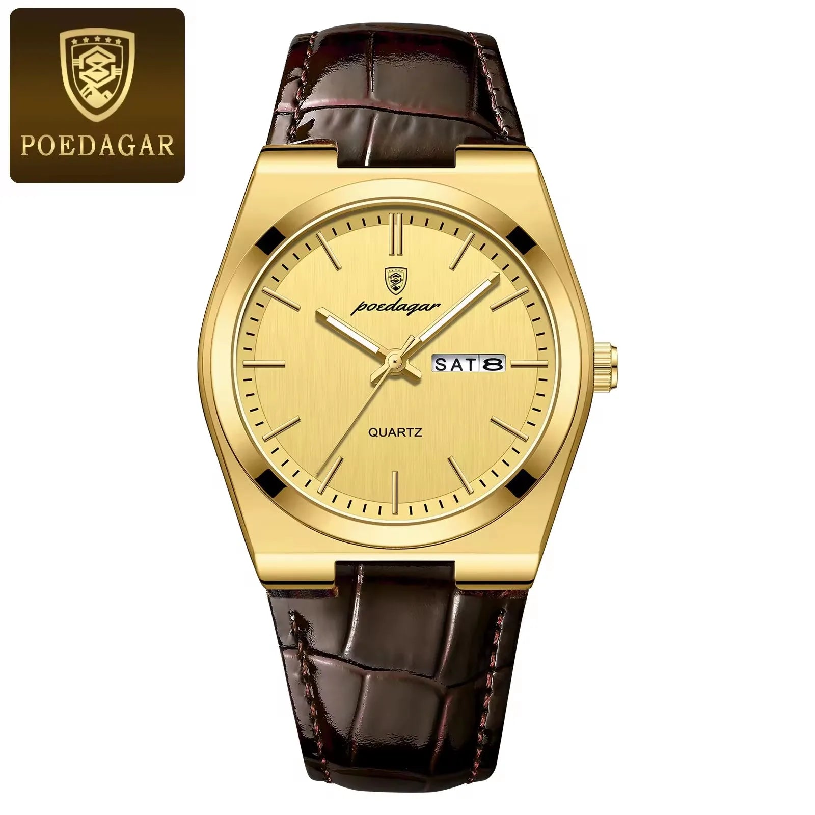 POEDAGAR 930 Novo Relógio de Pulso de Luxo Masculino, À Prova d'Água, Ponteiros Luminosos, Aço Inoxidável, Couro, Quartzo, para Homens