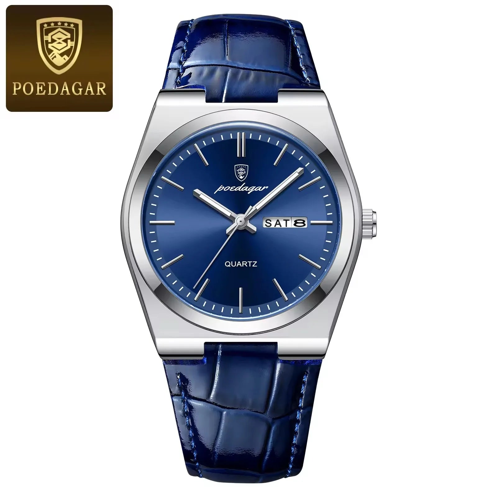POEDAGAR 930 Novo Relógio de Pulso de Luxo Masculino, À Prova d'Água, Ponteiros Luminosos, Aço Inoxidável, Couro, Quartzo, para Homens