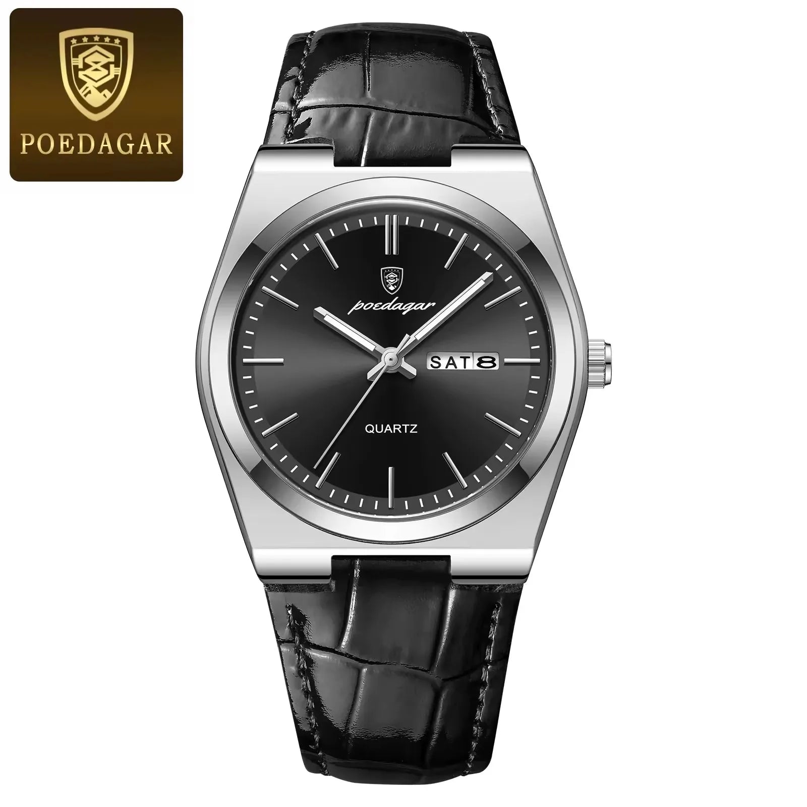 POEDAGAR 930 Novo Relógio de Pulso de Luxo Masculino, À Prova d'Água, Ponteiros Luminosos, Aço Inoxidável, Couro, Quartzo, para Homens