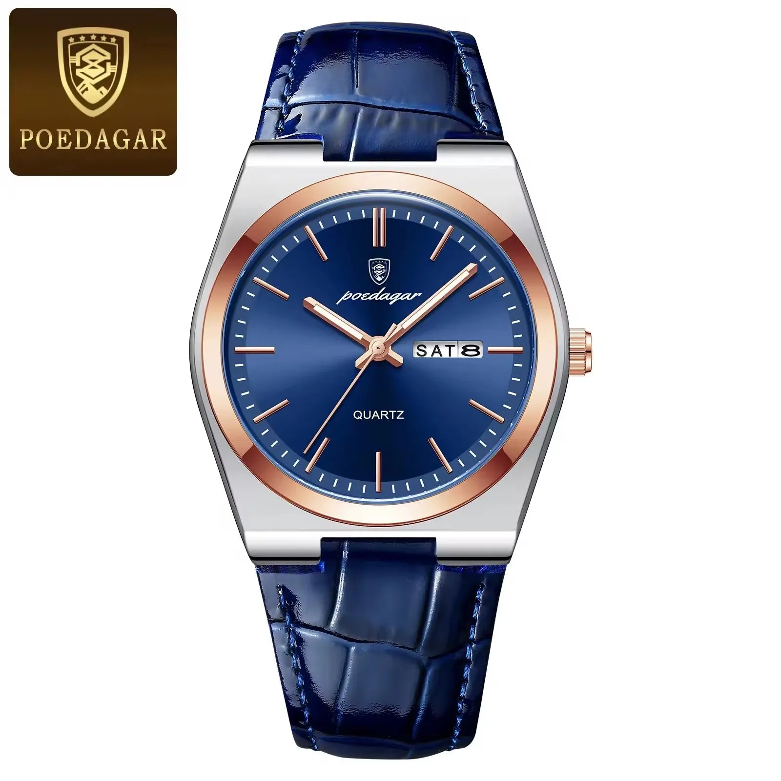 POEDAGAR 930 Novo Relógio de Pulso de Luxo Masculino, À Prova d'Água, Ponteiros Luminosos, Aço Inoxidável, Couro, Quartzo, para Homens