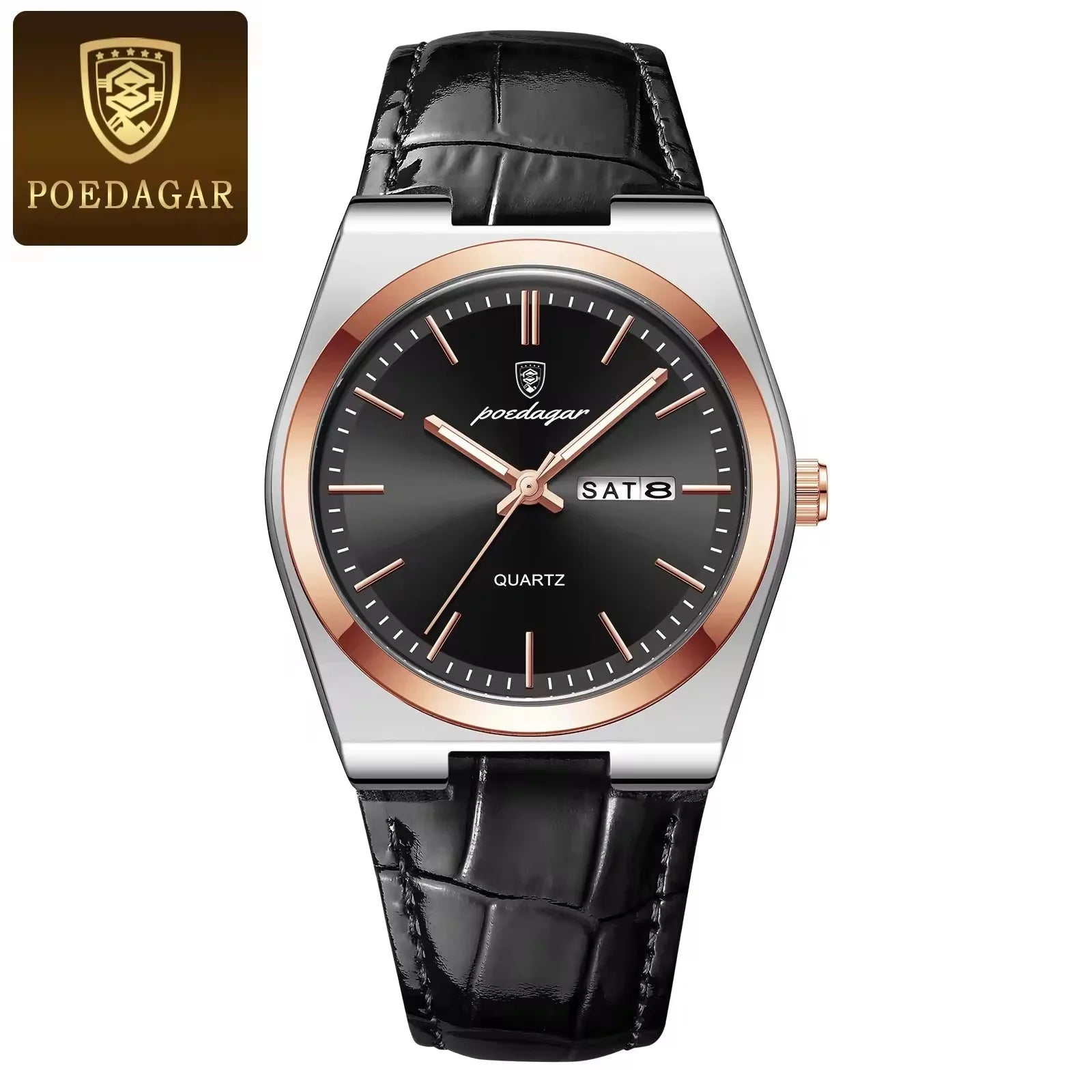 POEDAGAR 930 Novo Relógio de Pulso de Luxo Masculino, À Prova d'Água, Ponteiros Luminosos, Aço Inoxidável, Couro, Quartzo, para Homens