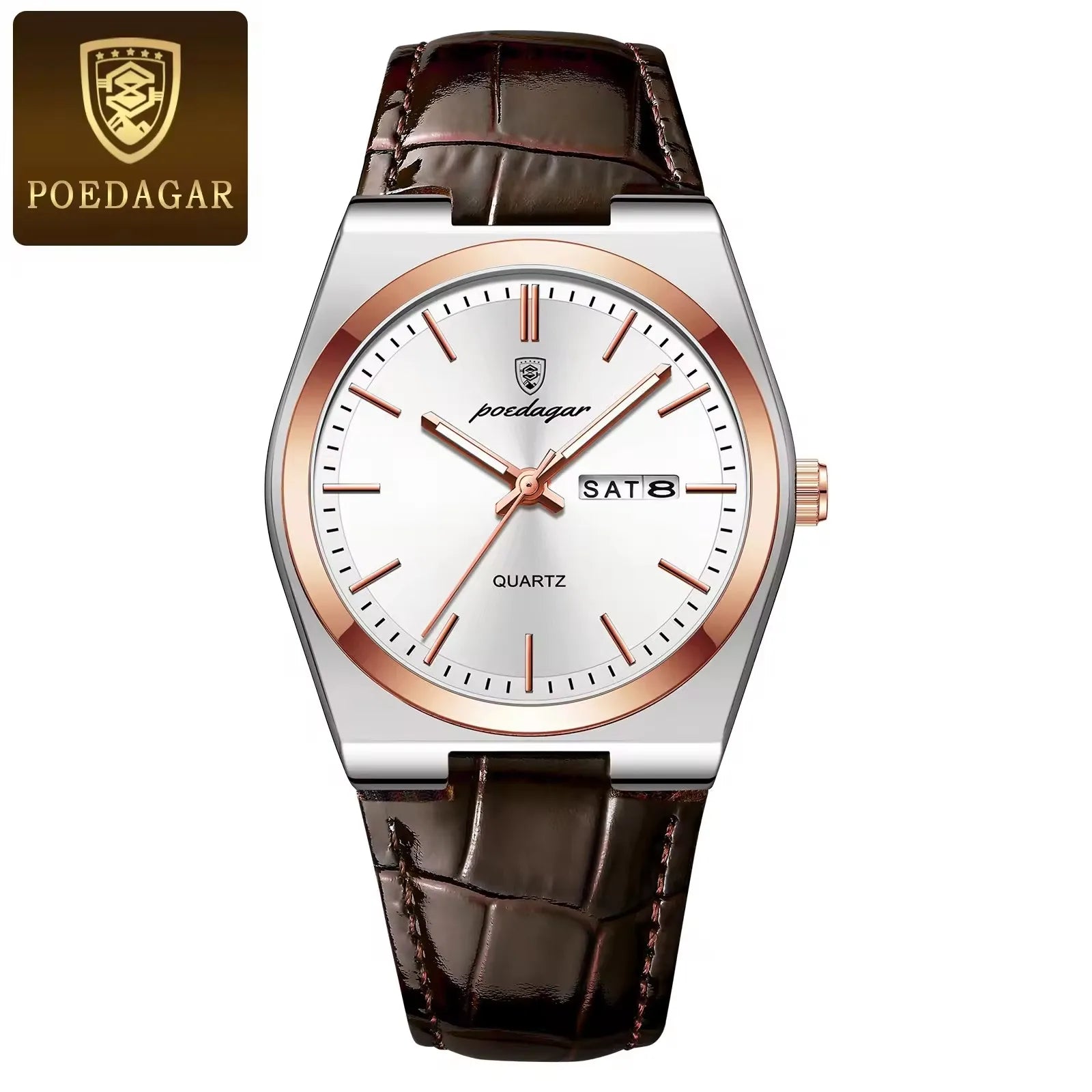 POEDAGAR 930 Novo Relógio de Pulso de Luxo Masculino, À Prova d'Água, Ponteiros Luminosos, Aço Inoxidável, Couro, Quartzo, para Homens