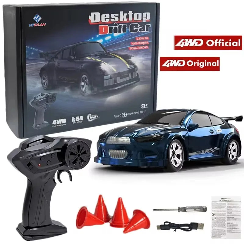1/64 2.4g carro de controle remoto de alta velocidade 4wd carro de controle remoto quatro rodas de tração controlado por rádio mini rcr modelo de corrida menino brinquedo presente