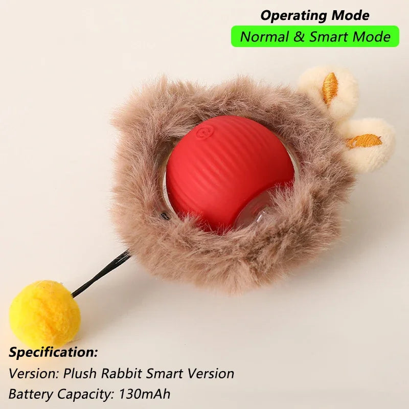 Brinquedo Interativo para Gatos iLMH: Bola Rolante Automática com Cauda Falsa, Recarregável, Brinquedo Elétrico Inteligente para Animais de Estimação, Treinamento de Pets, Imita Rato