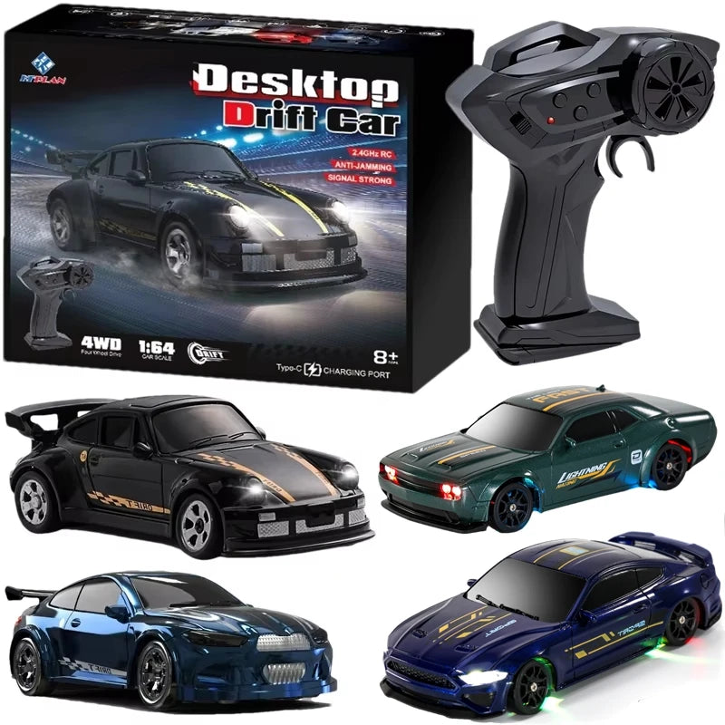 1/64 2.4g carro de controle remoto de alta velocidade 4wd carro de controle remoto quatro rodas de tração controlado por rádio mini rcr modelo de corrida menino brinquedo presente