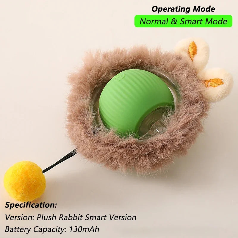 Brinquedo Interativo para Gatos iLMH: Bola Rolante Automática com Cauda Falsa, Recarregável, Brinquedo Elétrico Inteligente para Animais de Estimação, Treinamento de Pets, Imita Rato