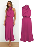 Vestido de cetim de seda feminino Trompete, Ombro Fora, Longo, Elegante, Luxo, Celebridade, Noite, Party Wear, Lady, Verão