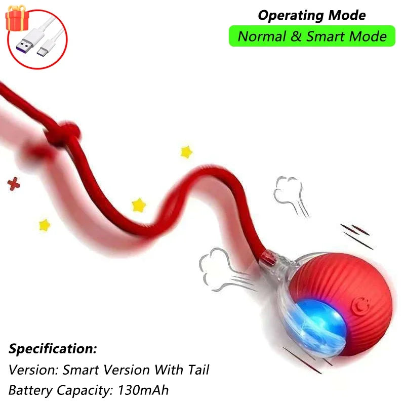 Brinquedo Interativo para Gatos iLMH: Bola Rolante Automática com Cauda Falsa, Recarregável, Brinquedo Elétrico Inteligente para Animais de Estimação, Treinamento de Pets, Imita Rato