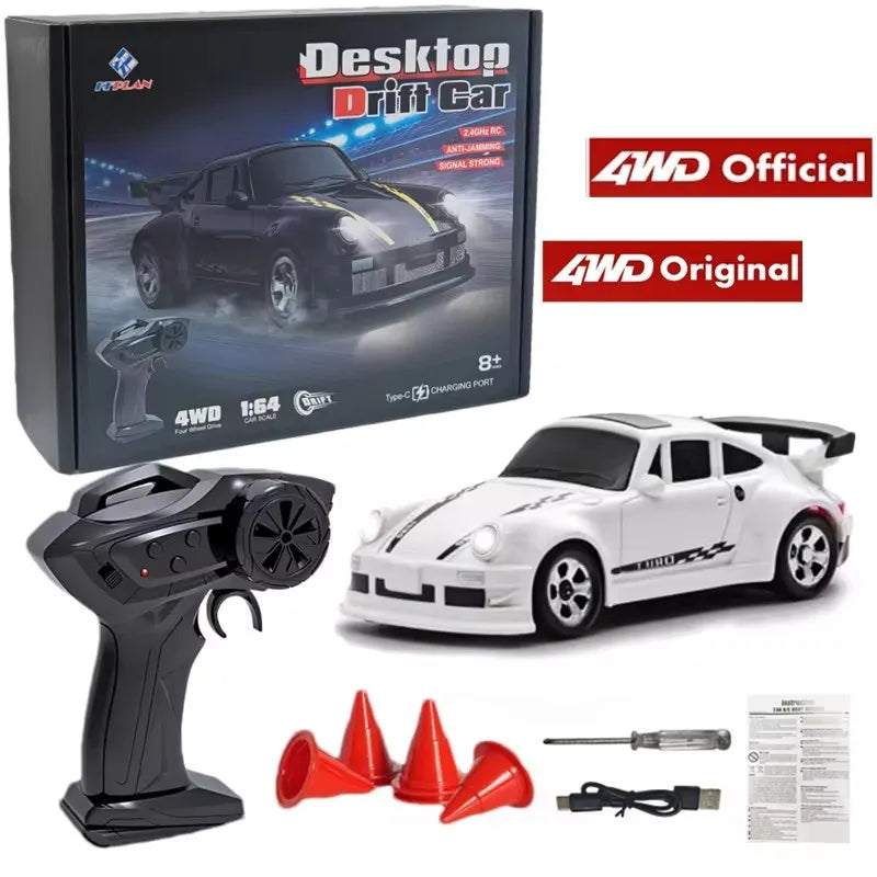 1/64 2.4g carro de controle remoto de alta velocidade 4wd carro de controle remoto quatro rodas de tração controlado por rádio mini rcr modelo de corrida menino brinquedo presente