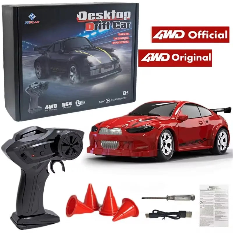 1/64 2.4g carro de controle remoto de alta velocidade 4wd carro de controle remoto quatro rodas de tração controlado por rádio mini rcr modelo de corrida menino brinquedo presente