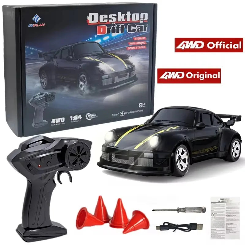 1/64 2.4g carro de controle remoto de alta velocidade 4wd carro de controle remoto quatro rodas de tração controlado por rádio mini rcr modelo de corrida menino brinquedo presente
