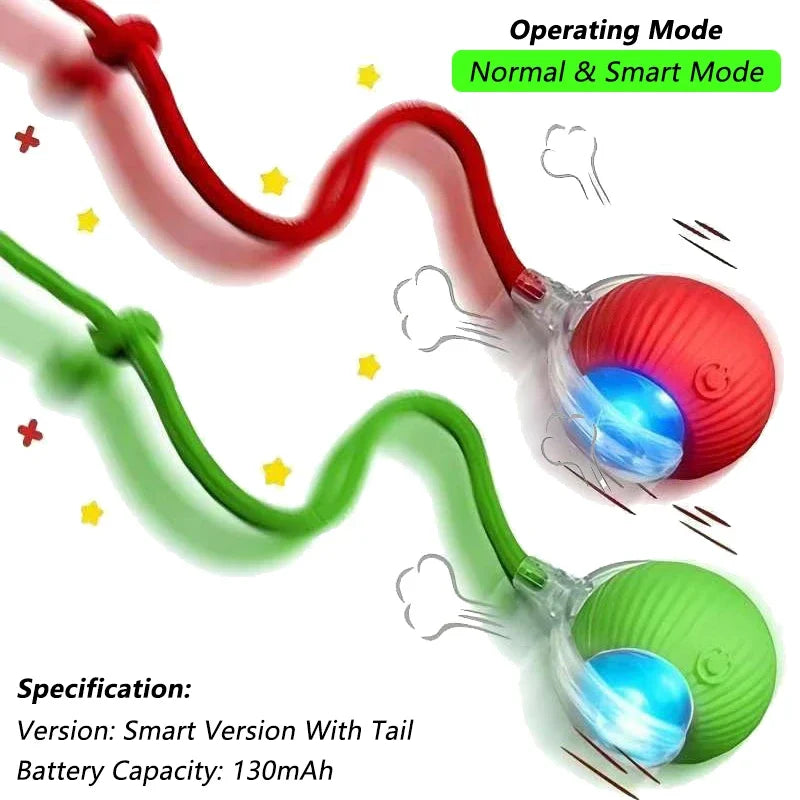 Brinquedo Interativo para Gatos iLMH: Bola Rolante Automática com Cauda Falsa, Recarregável, Brinquedo Elétrico Inteligente para Animais de Estimação, Treinamento de Pets, Imita Rato