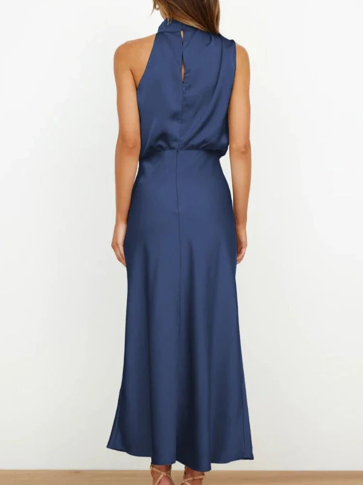Vestido de cetim de seda feminino Trompete, Ombro Fora, Longo, Elegante, Luxo, Celebridade, Noite, Party Wear, Lady, Verão